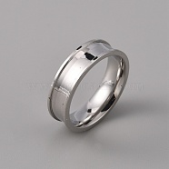 201 Stainless Steel Grooved Finger Ring Settings, Ring Core Blank, for Inlay Ring Jewelry Making, Stainless Steel Color, Inner Diameter: 18mm(STAS-WH0027-27C-P)