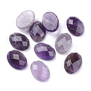 Natural Amethyst Cabochons, Faceted, Oval, 18x13x6mm(G-G760-A09)