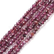 Chapelets de perles de grenat naturel, ronde, facette, 2mm, Trou: 0.4mm, Environ 192 pcs/chapelet, 15.16 pouce (38.5 cm)(X-G-O186-D01-A)