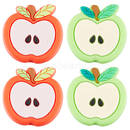 10Pcs 2 Colors Apple Food Grade Eco-Friendly Silicone Beads, Chewing Beads For Teethers, DIY Nursing Necklaces Making, Mixed Color, 27.5x28x8mm, Hole: 3mm, 5pcs/color(SIL-SC0001-58)