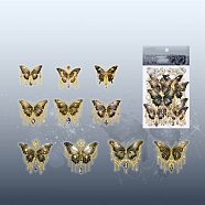 20Pcs 10 Styles Laser Waterproof PET Butterfly Decorative Stickers, Self-adhesive Decals, for DIY Scrapbooking, Black, 50~70mm, 2pcs/style(PW-WG80665-08)
