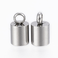 201 Stainless Steel Cord Ends, End Caps, Column, Stainless Steel Color, 10x6mm, Hole: 2.5mm, Inner Diameter: 5mm(STAS-H410-20P-F)