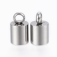 Tarnish Resistant 201 Stainless Steel Cord Ends, End Caps, Column, Stainless Steel Color, 10x6mm, Hole: 2.5mm, Inner Diameter: 5mm(STAS-H410-20P-F)