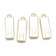 Alloy Enamel Pendants, Cadmium Free & Lead Free, Rectangle with Initial Letters, Light Gold, Letter.H, 23.5x8x2mm, Hole: 1.8mm(ENAM-T012-01H-RS)