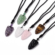Natural Mixed Gemstone Sailor's Knot Pendant Necklace with Nylon Cord for Women, 36.22 inch(92cm)(NJEW-E091-02)