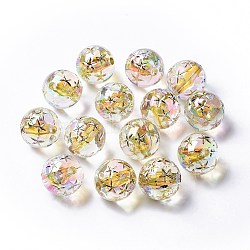 Transparent Acrylic Beads, Trace A Design in Gold, Round, Gold, 16x16mm, Hole: 2.5mm(TACR-K004-02G)