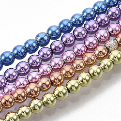 Electroplated Non-magnetic Synthetic Hematite Beads Strands, Round, Mixed Color, 3x3mm, Hole: 0.5mm, about  134~137pcs/Strand, 15.55 inch(39.5cm)(G-S365-015E)