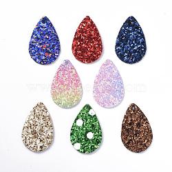 10 pieces, 57x37x1.8mm PU Leather Pendant Teardrop Mixed Colours