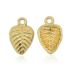 Nickel Free & Lead Free Golden Plated Alloy Leaf Charms, Long-Lasting Plated, 16x10x3mm, Hole: 1mm(PALLOY-J169-39G-NR)