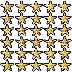 100Pcs Computerized Embroidery Cloth Iron On Patches, Costume Accessories, Appliques, Star, Yellow, 35x39x1.5mm(PATC-CY0001-13B)