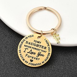 Valentine's Day Brass & 201 Stainless Steel Keychain, with Alloy Rings, Letter F, 6.2cm(KEYC-YW00097-06)