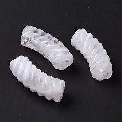 Two Tone Opaque Acrylic Beads, Curved Tube, White, 35x14x11.5mm, Hole: 3.2mm, about 152pcs/500g(OACR-A016-06H)