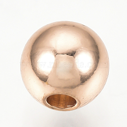 Brass Spacer Beads, Round, Rose Gold, 5mm, Hole: 1.5mm(KK-Q738-5mm-03RG)