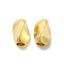 Brass Bead, Lead Free & Cadmium Free, Twist Oval, Long-Lasting Plated, Real 24K Gold Plated, 10x6x6mm, Hole: 3mm(KK-H442-39B-G)