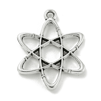 Tibetan Style Alloy Pendants, Star Charms, Nickel, Antique Silver, 25x19.5x2mm, Hole: 1.6mm