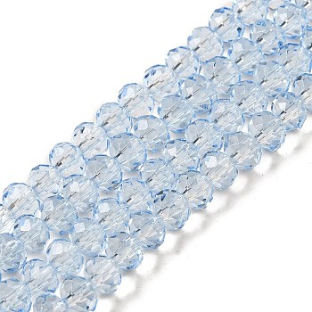 Transparent Baking Paint Glass Beads, Faceted, Rondelle, Cornflower Blue, 6x5mm, Hole: 1.2mm