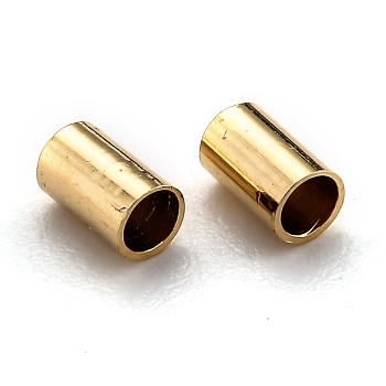 Brass Cord End, Long-Lasting Plated, Real 24K Gold Plated, 4x2mm, Inner Diameter: 1.2mm