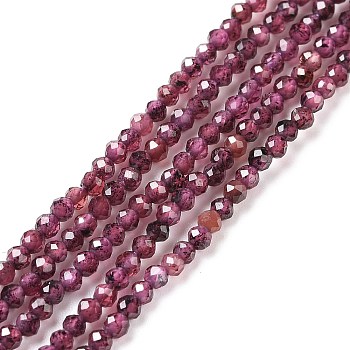 Chapelets de perles de grenat naturel, ronde, facette, 2mm, Trou: 0.4mm, Environ 192 pcs/chapelet, 15.16 pouce (38.5 cm)
