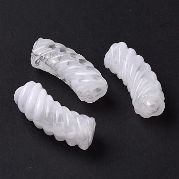 Two Tone Opaque Acrylic Beads, Curved Tube, White, 35x14x11.5mm, Hole: 3.2mm, about 152pcs/500g