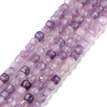 Natural Lepidolite/Purple Mica Stone Beads Strands, Faceted, Cube, 2.5x2.5x2.5mm, Hole: 0.5mm, about 186~188pcs/strand, 15.16~15.35 inch(38.5~39cm)