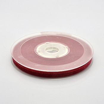 Polyester Velvet Ribbon for Gift Packing and Festival Decoration, Dark Red, 1/4 inch(7mm), about 70yards/roll(64m/roll)