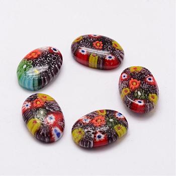 Handmade Millefiori Glass Cabochons, Oval, Mixed Color, 23x16x7mm