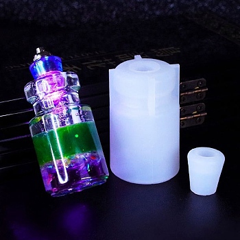 DIY Wishing Bottle Silicone Molds, Quicksand Molds, Resin Casting Molds, for UV Resin, Epoxy Resin Craft Making, Column, 5.2x3.2cm & 1.7x1.8mm, Hole: 8~27mm