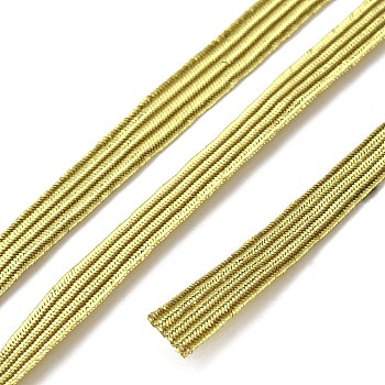 Glitter Flat Elastic Cord/Band, with Rubber Inside, Webbing Garment Sewing Accessories, Gold, 7mm, about 2.19 Yards(2m)/pc.