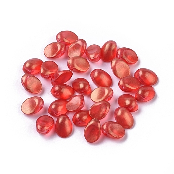 Glass Charms, Oval, Red, 8x6x4mm, Hole: 1mm