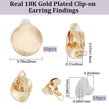 10Pcs Brass Twist Flat Round Clip-on Earring Findings(KK-BBC0010-21G)-2