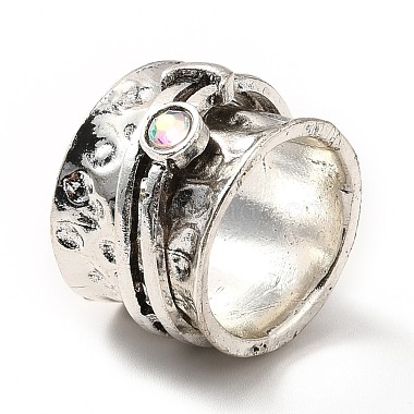 Rotatable Moon Alloy Finger Ring with Rhinestone(RJEW-F123-05AS)-3