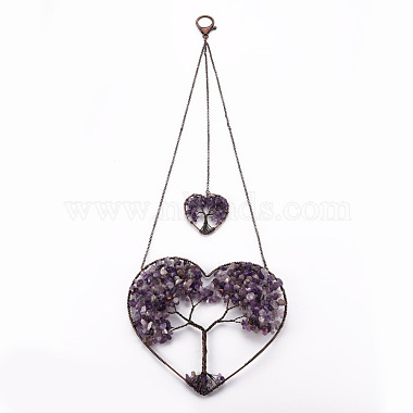 Red Copper Heart Amethyst Big Pendants