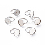 Tarnish Resistant Adjustable 304 Stainless Steel Finger Rings Components, Pad Ring Base Findings, Flat Round, Stainless Steel Color, Tray: 16mm, Inner Diameter: 17mm(STAS-L193-P-16mm)