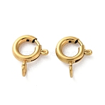 Ion Plating(IP) 304 Stainless Steel Spring Ring Clasps, Real 18K Gold Plated, 9x7.5x1.5mm, Hole: 1.8mm(X-STAS-C114-04B-G)