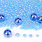 100G 5 Styles Transparent Acrylic Beads, AB Color Plated, Round, Blue, 6~20x6~19mm, Hole: 1.8~3mm, 20g/style(MACR-YW0003-41)