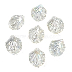 50Pcs Transparent Acrylic Pendants, AB Color Plated, Leaf, Clear AB, 19.5x17x4.5mm, Hole: 1.4mm(MACR-YW0004-17B)