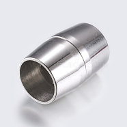 304 Stainless Steel Magnetic Clasps with Glue-in Ends, Smooth Surface, Column, Stainless Steel Color, 19x13mm, Hole: 10mm(STAS-F132-03P)