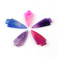 Arrow Head Dyed Natural Agate Cabochons, Mixed Color, 47~49x21~25x5~7mm(G-R270-69)