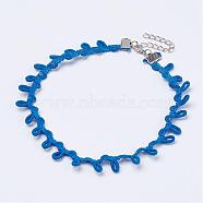 Cloth Gothic Choker Necklaces, with Iron Finding, Platinum, Blue, 11.4 inch(29cm)(NJEW-E085-29J)