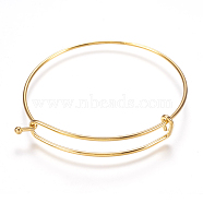 Ion Plating(IP) Adjustable 304 Stainless Steel Expandable Bangle Making, Golden, 2-3/8 inch(60mm), 1.5mm(STAS-I081-01G)