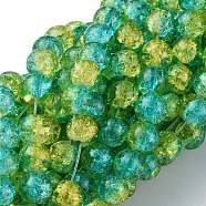Crackle Glass Beads Strands, Round, Medium Turquoise, 8mm, Hole: 1.3~1.6mm, 31.4 inch(X-CCG-Q002-8mm-07)