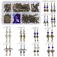 SUNNYCLUE Skeleton Key Dangle Earrings DIY Making Kit, Including Alloy Pendants & Beads & Linking Rings, Brass Jump Rings & Earring Hooks & Pins, Antique Bronze, Pendants: 42pcs/set(DIY-SC0017-67)