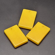 Dyed Natural Malaysia Jade Rectangle Pendants, Gold, 45~46x30~31x7~8mm, Hole: 1.5mm(G-L407-10)