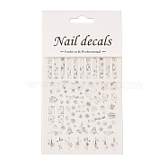 PET Christmas Laser Nail Art  Sticker, Self-adhesive, 3D Design, For Nail Tips Decorations, Mixed Christmas Theme Pattern, Silver, 10.4x8x0.02cm(MRMJ-B003-09S)