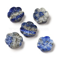 Natural Lapis Lazuli Carved Beads, Flower, 13.5x14x5~6mm, Hole: 1.2mm(G-P550-13)