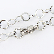 304 Stainless Steel Cable Chain Necklaces, with Lobster Claw Clasps, Stainless Steel Color, 17.7 inch(44.9cm), 5mm(MAK-N016-04P)