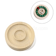 Beech Wooden Bangle Bracelet Finger Ring Diplay Holder Tray, Flat Round, Wheat, 95x20mm, Bracelet Groove: 41~77mm, Ring tray(BDIS-D002-01B)