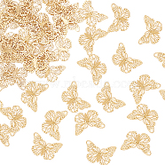 60Pcs Rack Plating 201 Stainless Steel Filigree Connerctor Charms, Etched Metal Embellishments, Nickel Free, Butterfly, Real 18K Gold Plated, 12x18x0.4mm, Hole: 1.5mm(STAS-HY0001-07)