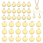 2 Styles Brass Pendant Cabochon Settings, Plain Edge Bezel Cups, Flat Round, Golden, Tray: 8~12mm, 13~17x10~14x2mm, Hole: 2mm, 50pcs/box(KK-CA0002-04)
