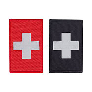 4Pcs 2 Colors Reflective First Aid Cross Patches, Medical Hoop & Loop Badge, Rectangle, Mixed Color, 50x80x3.5mm, 2pcs/color(PATC-GF0001-17)
